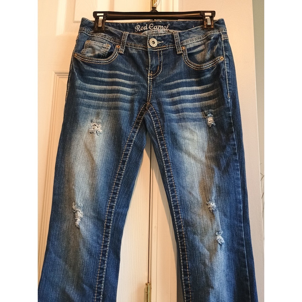 Red Camel Premium Denim Jeans Womens Size 5 Distressed Blue‎ Jeans - Picture 9 of 13